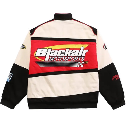 Blackair Racing Jacket – Premium Unisex Motorsport Streetwear (Red/Black Edition)