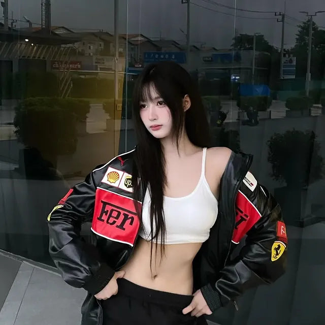 Metromuse Ferrari-Inspired F1 Racing Jacket – Premium Faux Leather Motorsport Style