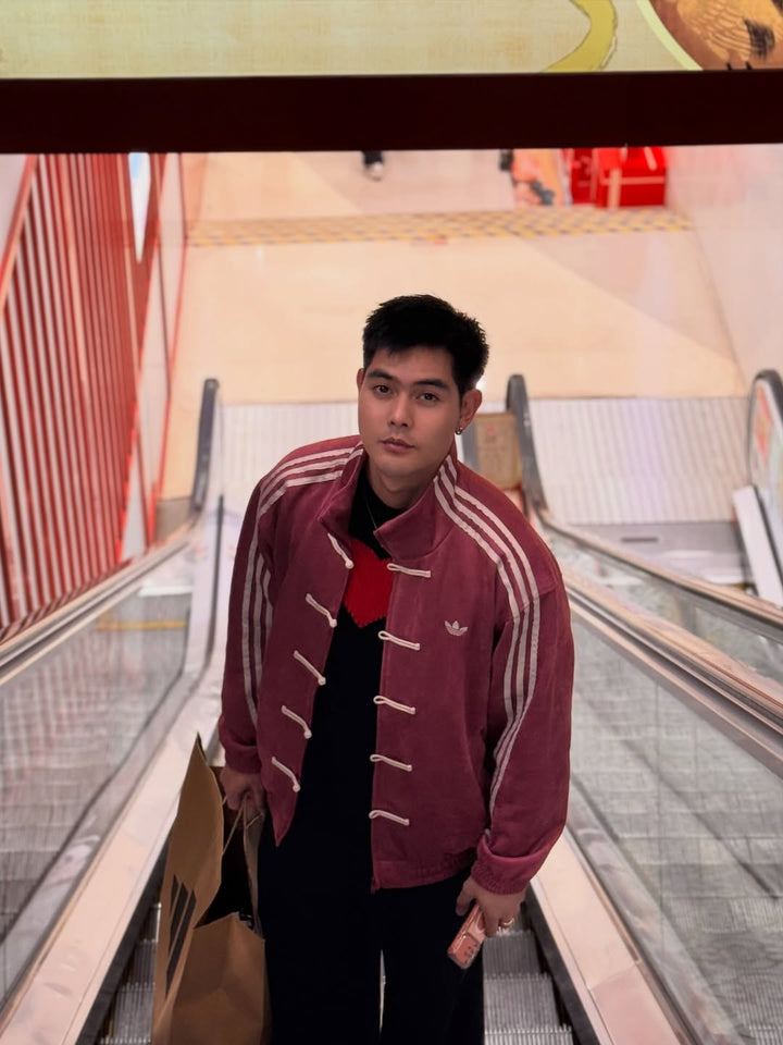 CNY-Inspired Streetwear Jacket – Maroon Suede Finish