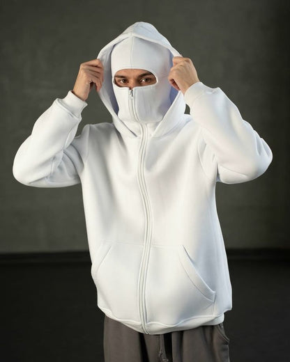 Full-Zip Face Cover Balaclava Hoodie – Thermal Masked Hoodie with Built-In Balaclava