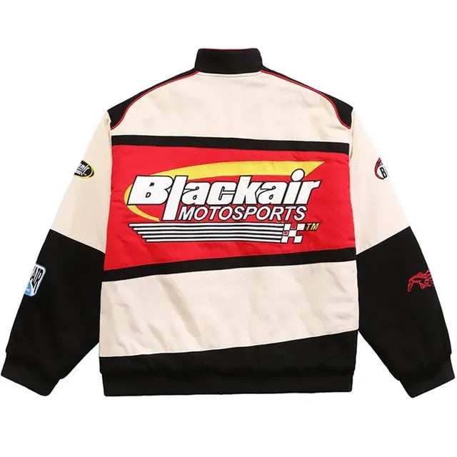 Blackair Racing Jacket – Premium Unisex Motorsport Streetwear (Red/Black Edition)