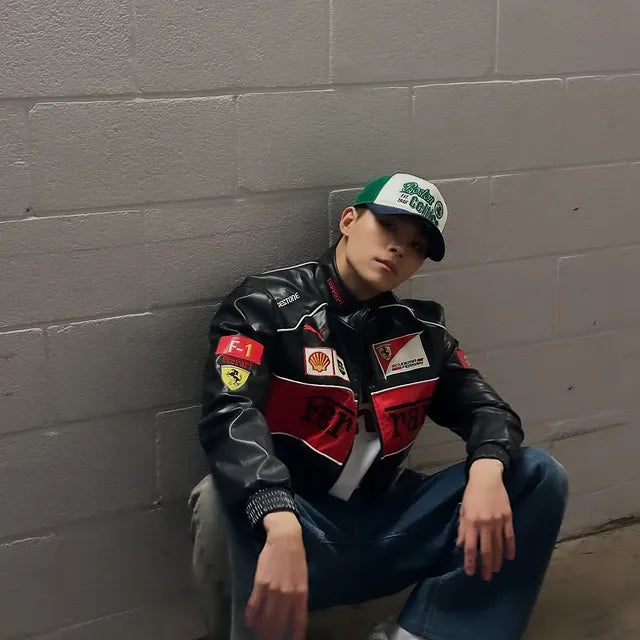 Metromuse Ferrari-Inspired F1 Racing Jacket – Premium Faux Leather Motorsport Style