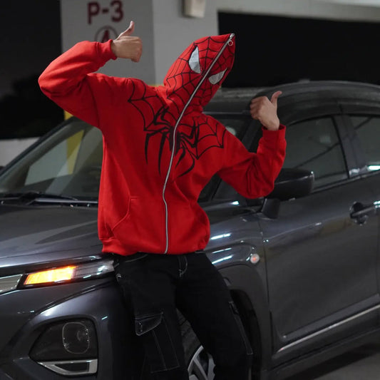 Red spiderman Full-Zip Mask Hoodie – Graphic Spider