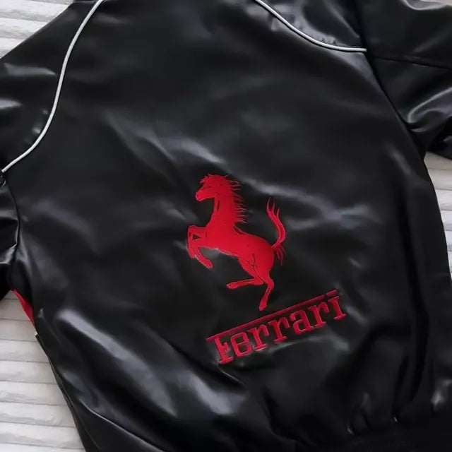 Metromuse Ferrari-Inspired F1 Racing Jacket – Premium Faux Leather Motorsport Style