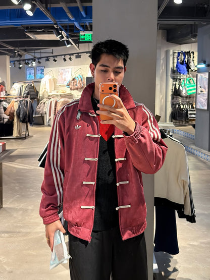 CNY-Inspired Streetwear Jacket – Maroon Suede Finish