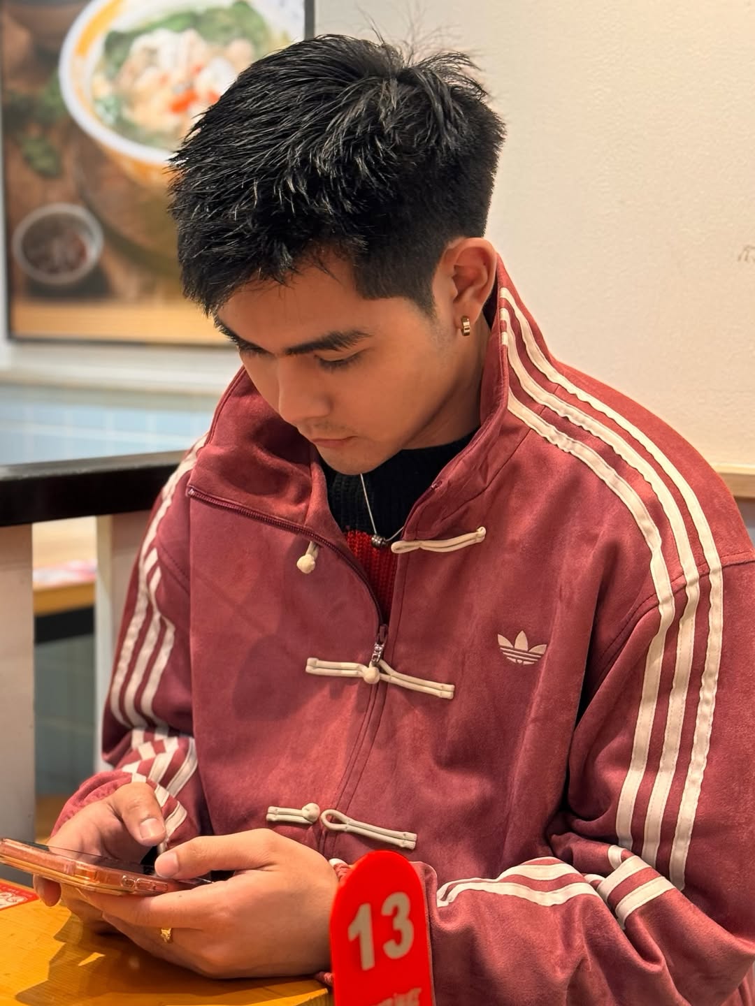 CNY-Inspired Streetwear Jacket – Maroon Suede Finish