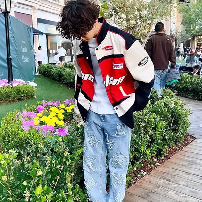 Blackair Racing Jacket – Premium Unisex Motorsport Streetwear (Red/Black Edition)