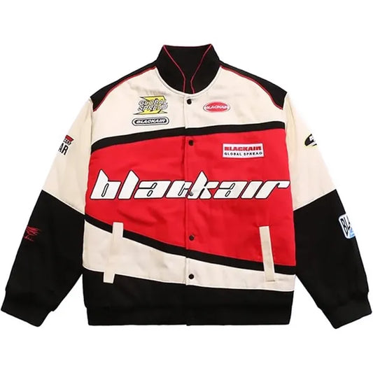Blackair Racing Jacket – Premium Unisex Motorsport Streetwear (Red/Black Edition)